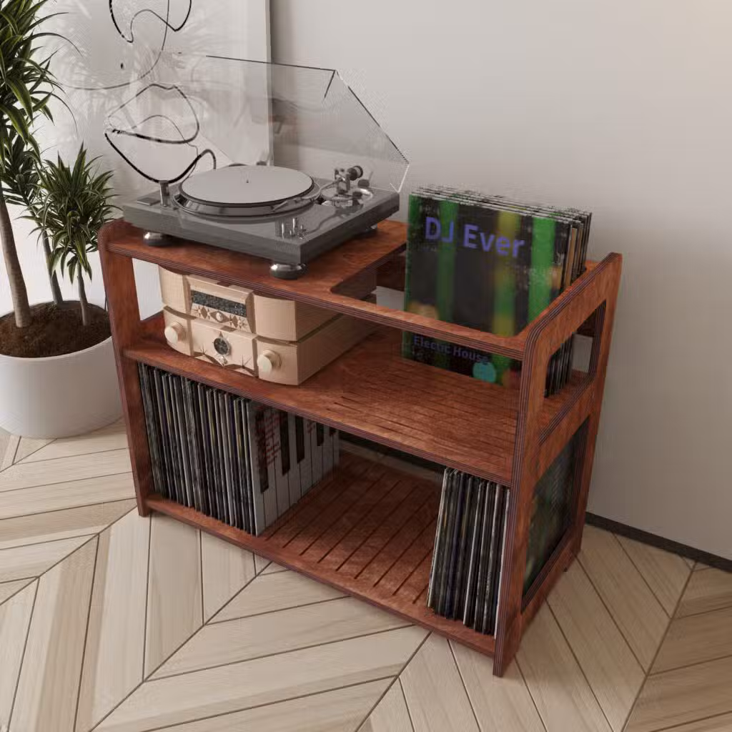 Delta Record Player Stand With Vinyl Storage