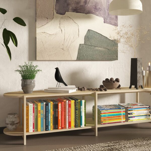 Low Shelving Unit – Bookshelf Low Bookcase, Modern Plant Stand, TV Stand, Scandinavian Style