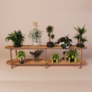 Wooden Plant Stand – Modern Shelves - 1